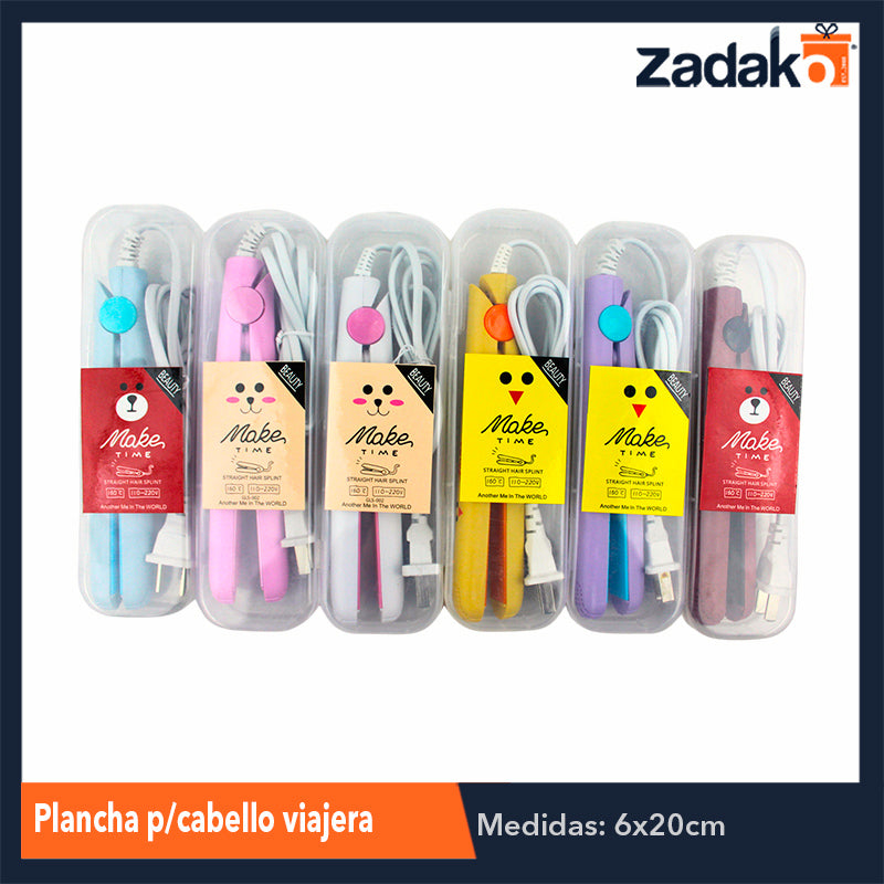 ZB-0180 PLANCHA P/CABELLO VIAJERA, CON 1 PZ O CAJA CON 120 PZS