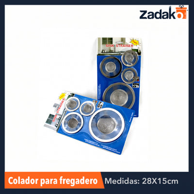 ZC-0125 JGO 4 PZS COLADOR DE METAL P/FREGADERO, CON 1 PZ O CAJA CON 144 PZS