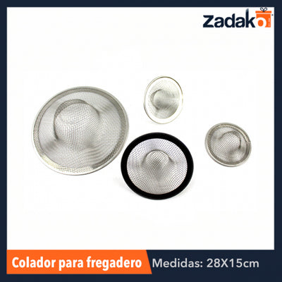 ZC-0125 JGO 4 PZS COLADOR DE METAL P/FREGADERO, CON 1 PZ O CAJA CON 144 PZS