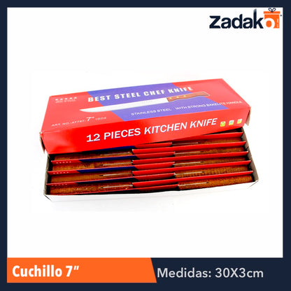 ZC-0133 CUCHILLO 7 PULGADAS CON 12 PIEZAS, O CAJA CON 20 PQTS