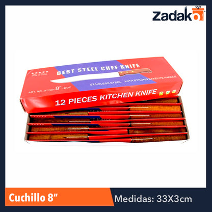 ZC-0134 CUCHILLO 8 PULGADAS CON 12 PIEZAS, O CAJA CON 20 PQTS