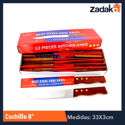 ZC-0134 CUCHILLO 8 PULGADAS CON 12 PIEZAS, O CAJA CON 20 PQTS