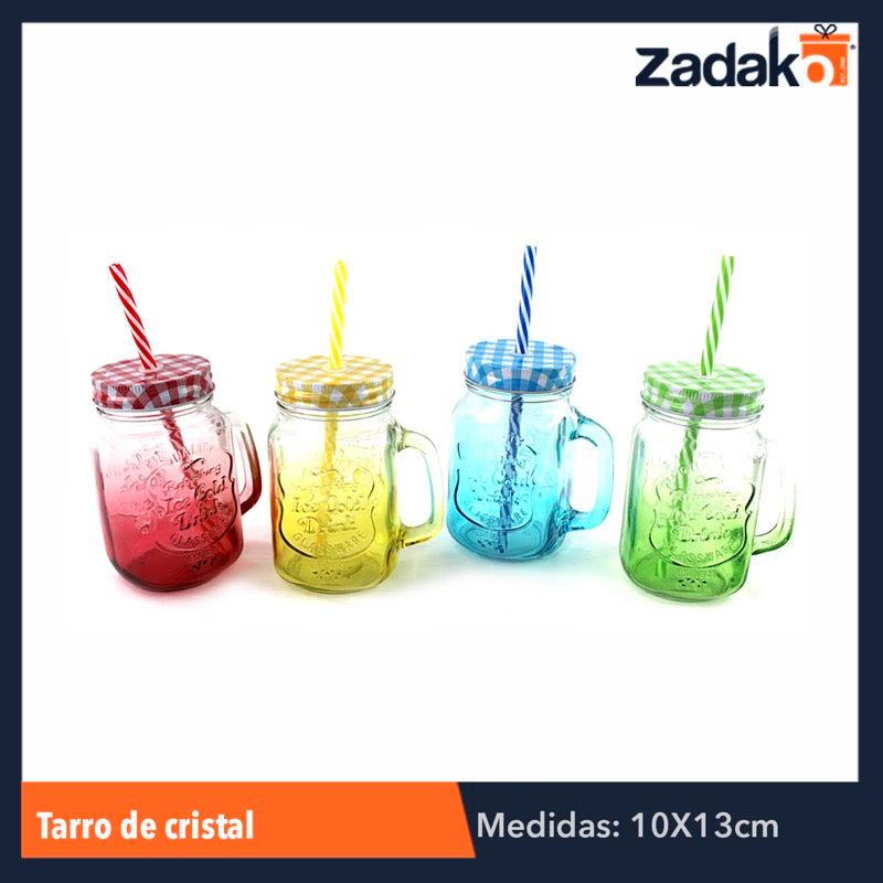 ZC-0161 TARRO DE CRISTAL COLORES, CON 1 PZ O CAJA CON 48 PZS