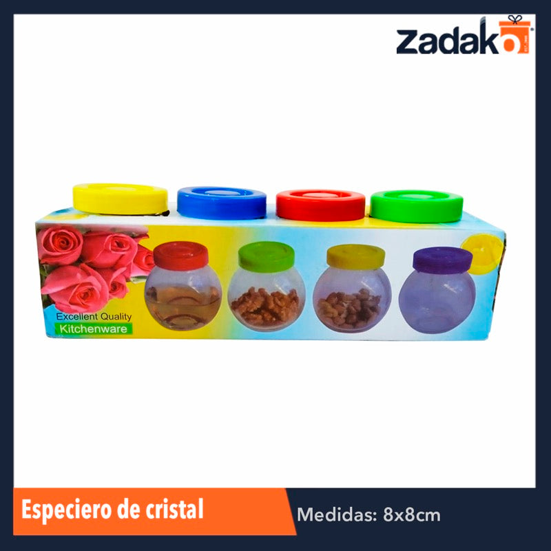 ZC-0302 SET 4 PZS ESPECIERON DE CRISTAL, CON 1 PZ O CAJA CON 36 PZS