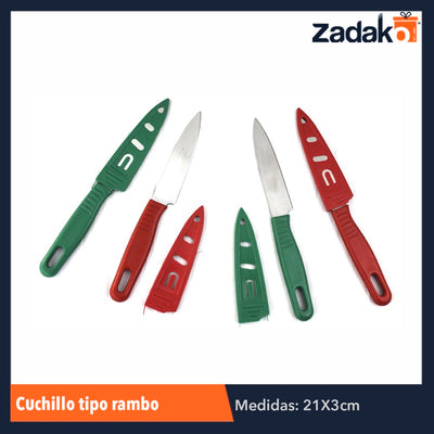 ZC-0113 CUCHILLO TIPO RAMBO, CON 12 PZS, O CAJA CON 100 PQTS