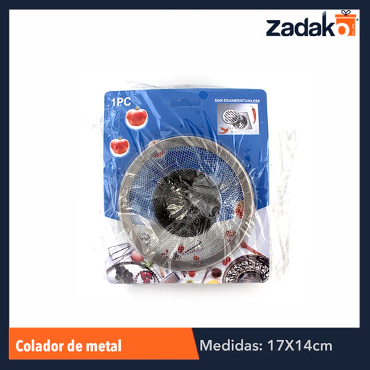 ZC-0123 COLADOR DE METAL PARA FREGADERO, CON 1 PZ O CAJA CON 600 PZS