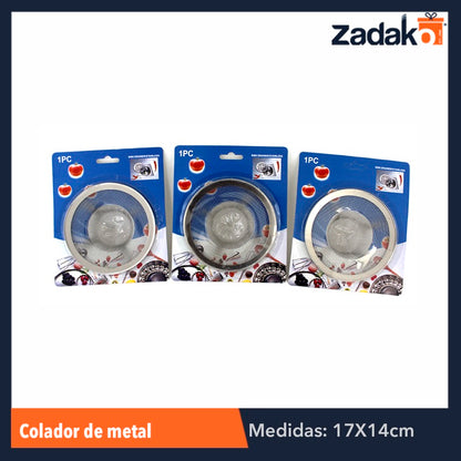 ZC-0123 COLADOR DE METAL PARA FREGADERO, CON 1 PZ O CAJA CON 600 PZS