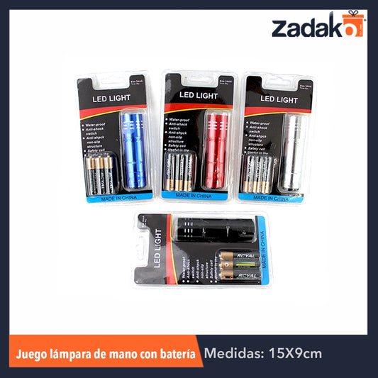 ZE-0020 JGO LÁMPARA DE MANO CON BATERÍAS, CON 1 PZ O CAJA CON 240 PZS