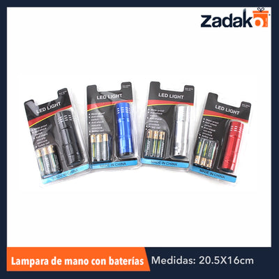 ZE-0020 JGO LÁMPARA DE MANO C/BATERÍAS, CON 1 PZ O CAJA CON 240 PZS