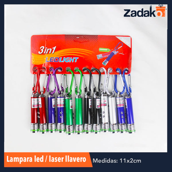 ZP-0807 LLAVERO LAMPARA LED LASER CON 12 PIEZAS, O CAJA CON 50 PQTS