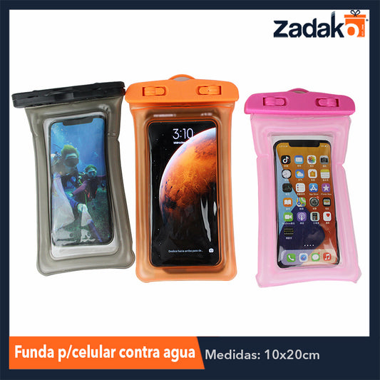 ZE-0056 FUNDA PROTECTORA CONTRA AGUA PARA CELULAR, CON 1 PZ O CAJA CON 500 PZS