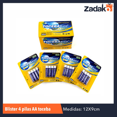 ZE-0010 BLISTER 4 PZS PILAS AAA TOCEBAL, CON 1 PZ O CAJA CON 360 PZS