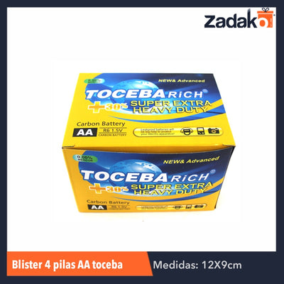 ZE-0011 BLISTER 4 PZS PILAS AA TOCEBAL, CON 1 PZ O CAJA CON 360 PZS