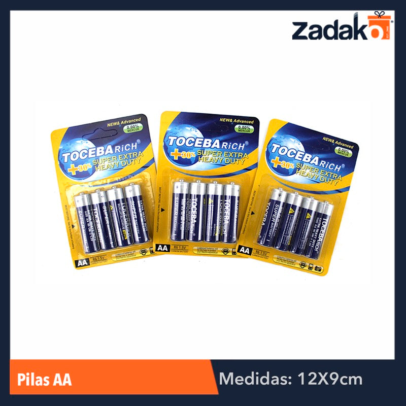 ZE-0011 BLISTER 4 PZS PILAS AA TOCEBAL, CON 1 PZ O CAJA CON 360 PZS