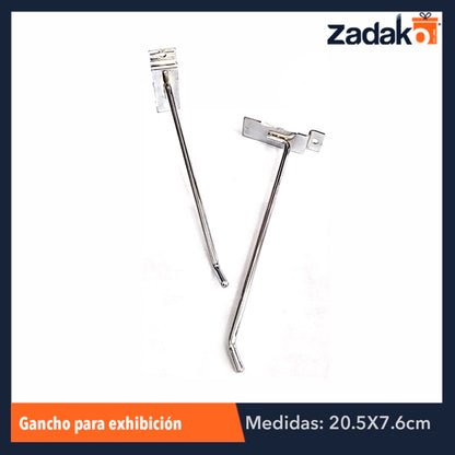 ZF-0023 GANCHO DE METAL CROMADO 20 CM, DE 5 MM, CON 1 PZ O CAJA CON 200 PZS