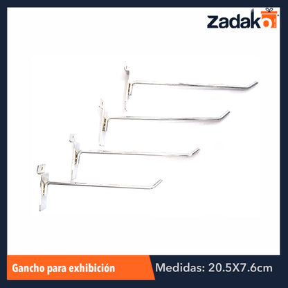 ZF-0023 GANCHO DE METAL CROMADO 20 CM, DE 5 MM, CON 1 PZ O CAJA CON 200 PZS