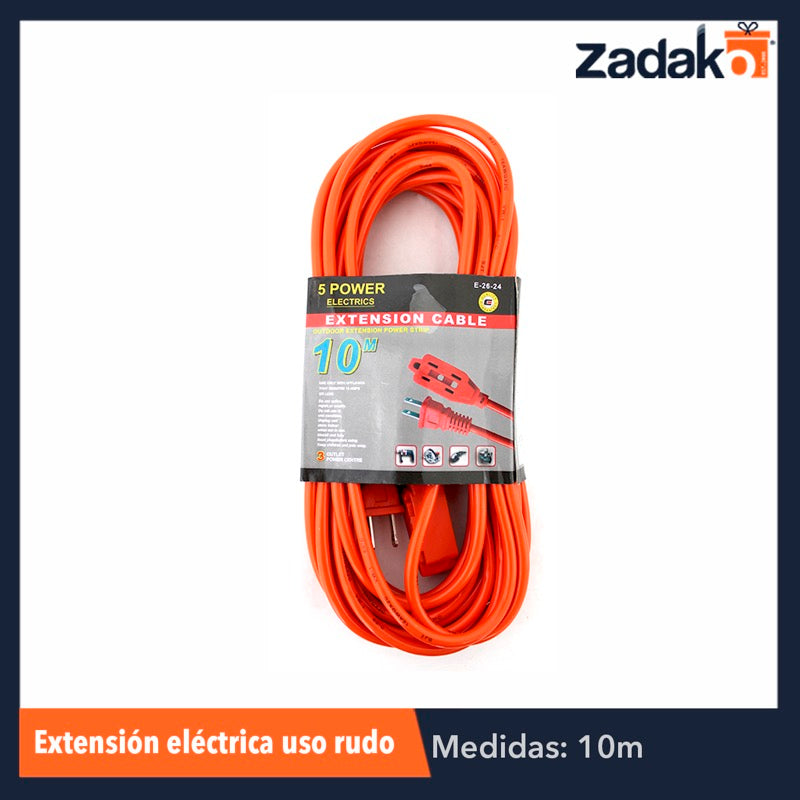 GPM-0087 ZF-0035 EXTENSIÓN ELÉCTRICA DE USO RUDO 10 MTS. CON 1 PZ O CAJA CON 40 PZS