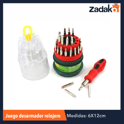 ZF-0050 JGO DESARMADOR RELOJERO DE 31 PZS COMPUESTO, CON 1 PZ O CAJA CON 120 PZS