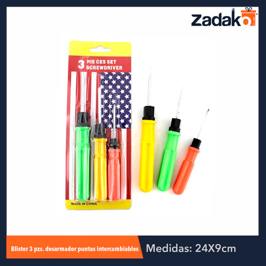 GPM-2864 ZF-0051 BLISTER 3 PZS DESARMADOR PUNTA INTERCAMBIABLE, CON 1 PZ O CAJA CON 120 PZS