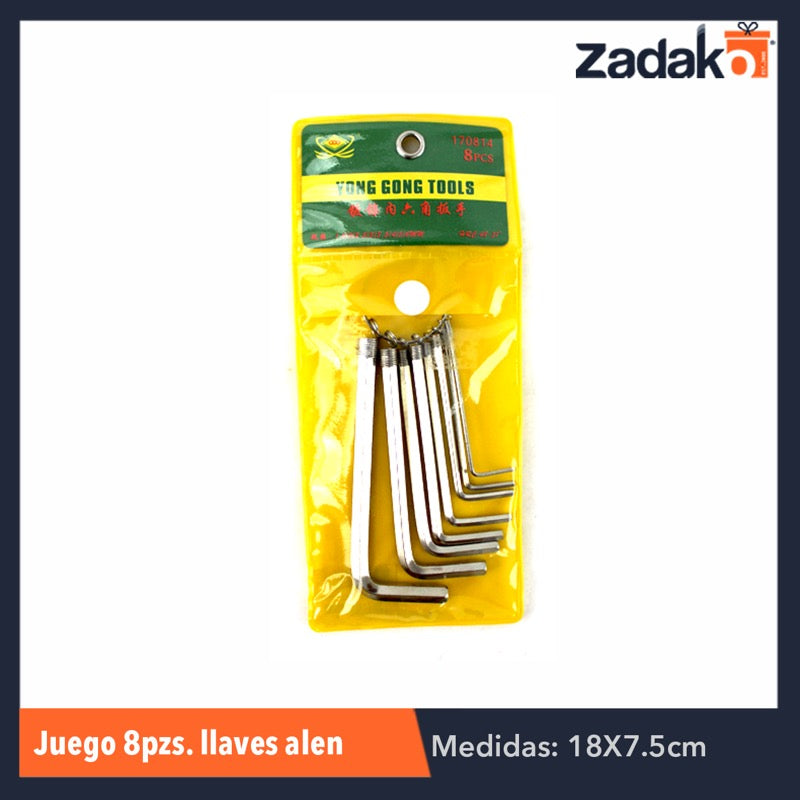 ZF-0058 JGO 8 PZS LLAVES ALLEN, CON 1 PZ O CAJA CON 240 PZS