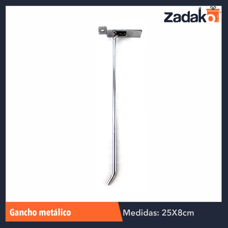 ZF-0066 GANCHO DE METAL CROMADO 25 CM, CON 1 PZ O CAJA CON 200 PZS