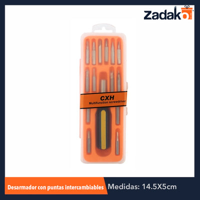 ZF-0074 DESARMADOR 14 DIFERENTES PUNTAS INTERCAMBIABLES, CON 1 PZ O CAJA CON 240 PZS