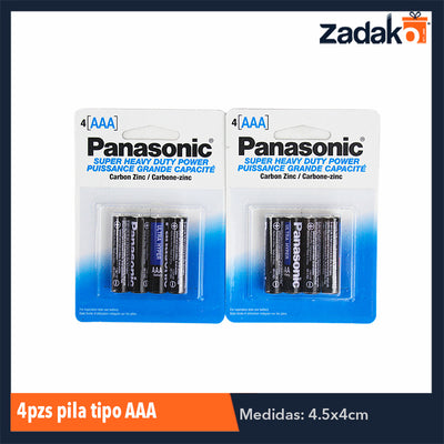 BLISTER 4PZS PILA TIPO-AAA PANASONIC, CON 1 PZ O CAJA CON 48 PZS