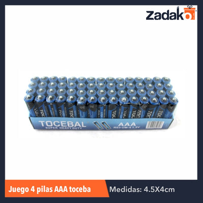 ZE-0008 JGO 4 PZS PILAS AAA TOCEBAL, CON 15 PZS, O CAJA CON 36 PQTS