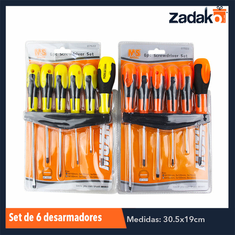 ZF-0069 SET DE JGO DESTORNILLADORES, 6 PZS CON 1 PZ O CAJA CON 60 PZS