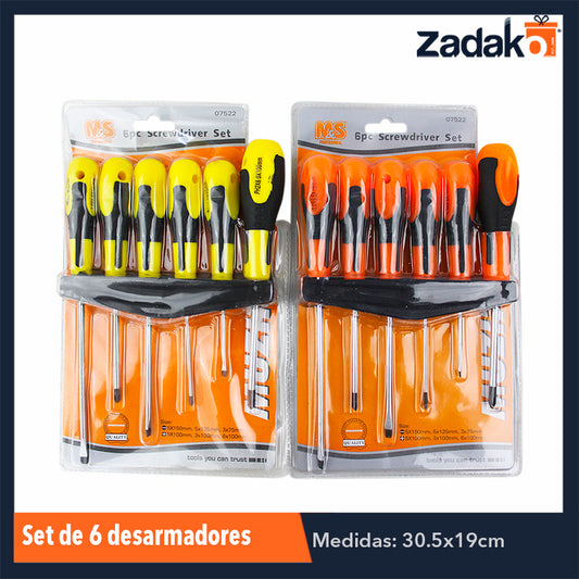 ZF-0069 SET DE JGO DESTORNILLADORES, 6 PZS CON 1 PZ O CAJA CON 60 PZS