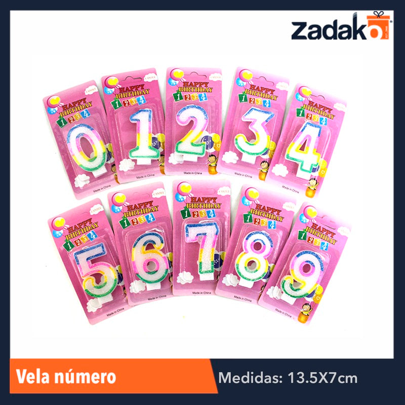 ZFI-0005 VELA EN FORMA DE NUMERO. CON 1 PZ O CAJA CON 900 PZS