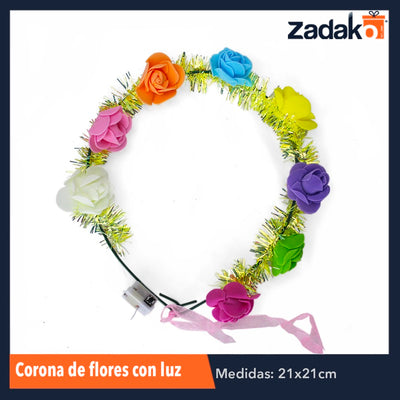 ZFI-0050 CORONA DE FLORES CON LUZ, CON 12 PZS, O CAJA CON 50 PQTS