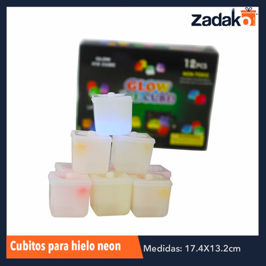 G-9695-41 ZFI-0035 CUBITOS PARA HIELO NEON, CON 12 PZS, O CAJA CON 80 PQTS
