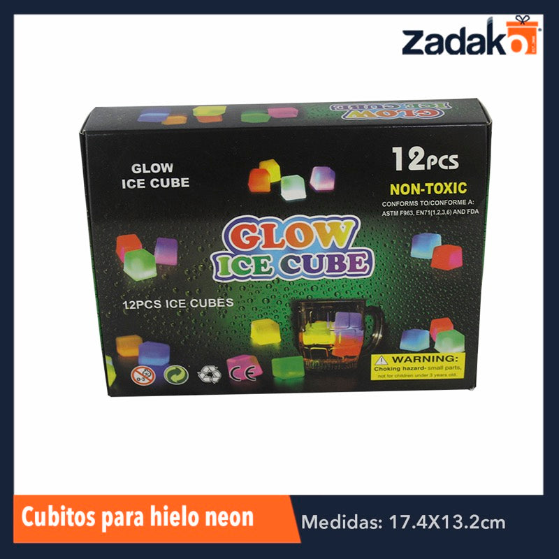 ZFI-0035 CUBITOS PARA HIELO NEON, CON 12 PZS, O CAJA CON 80 PQTS