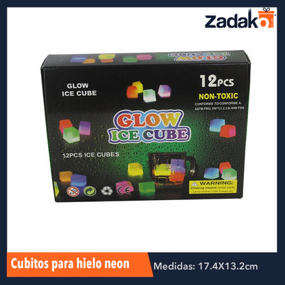 G-9695-41 ZFI-0035 CUBITOS PARA HIELO NEON, CON 12 PZS, O CAJA CON 80 PQTS