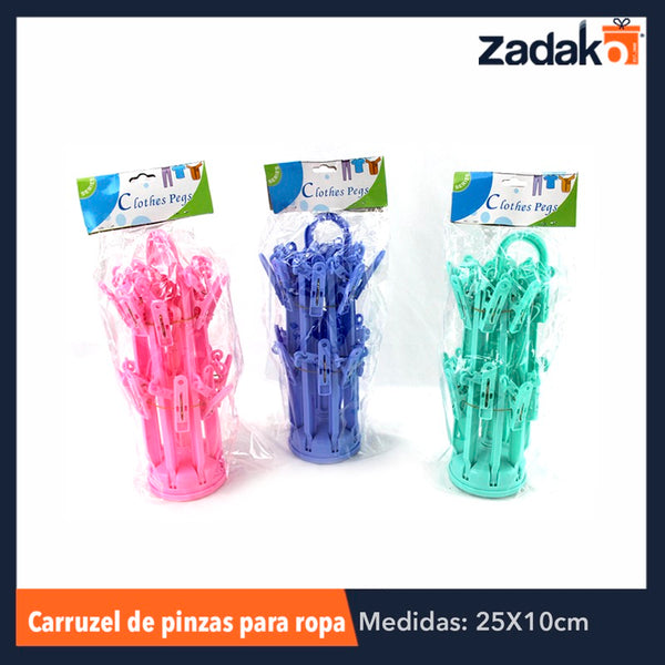 ZH-0045 CARRUSEL DE PINZA P/ROPA, CON 1 PZ O CAJA CON 85 PZS