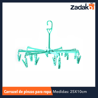 ZH-0045 CARRUSEL DE PINZA P/ROPA, CON 1 PZ O CAJA CON 85 PZS