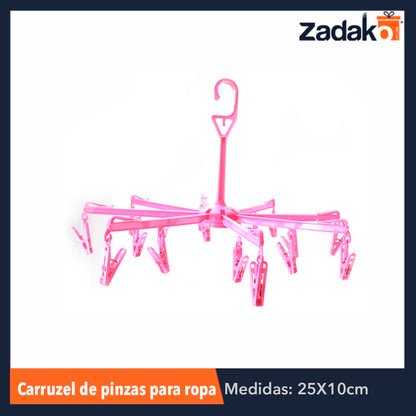 ZH-0045 CARRUSEL DE PINZA P/ROPA, CON 1 PZ O CAJA CON 85 PZS