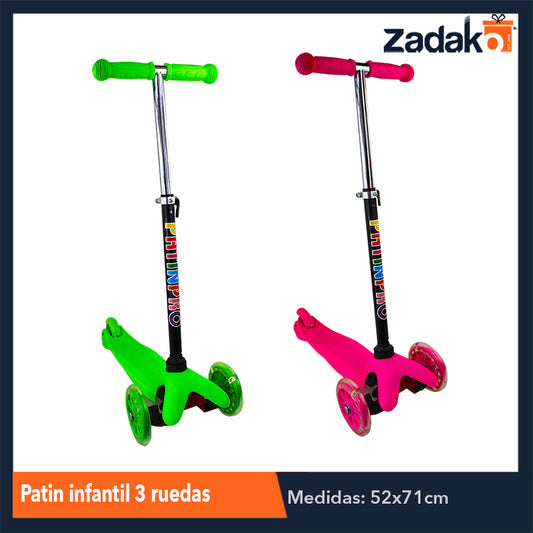 ZJN-0048 PATIN INFANTIL 3 RUEDAS CON LUZ, CON 1 PZ O CAJA CON 10 PZS