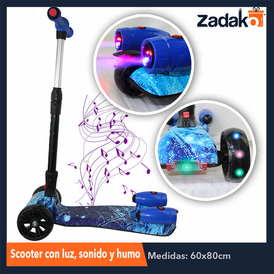 ZJN-0214 SCOOTER  CON SONIDO, LUZ Y ROCIADOR DE HUMO, CON 1 PZ O CAJA CON 4 PZS