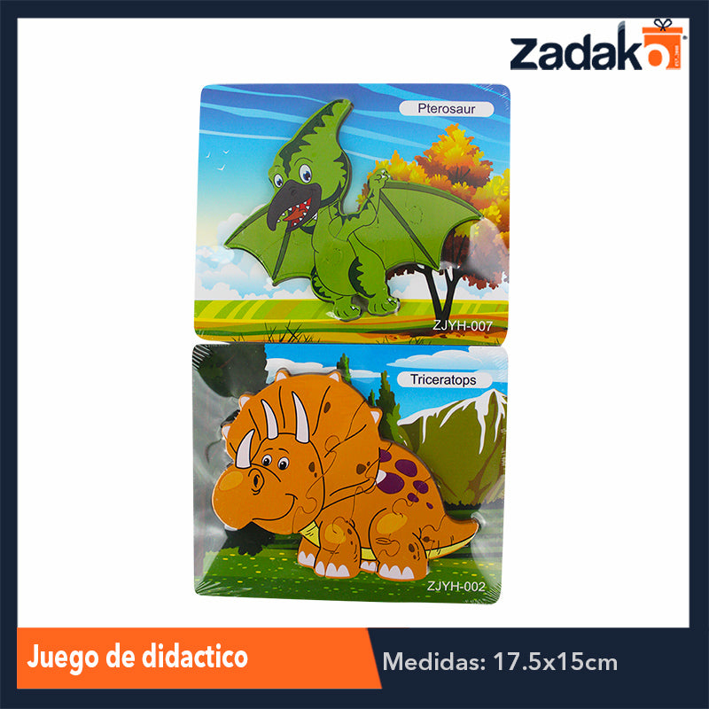 ZJ-1182 ROMPECABEZAS DE DINOSAURIOS TRIDIMENSIONAL DE MADERA DE 17.7 X 14.6CM , CON 1 PZ O CAJA CON 180 PZS