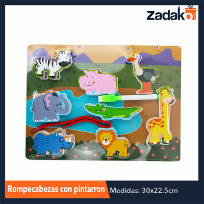 ZJ-1186 ROMPECABEZAS DIDACTICO CON PINTARRON DE 30x22.5 CM, CON 1 PZ O CAJA CON 60 PZS