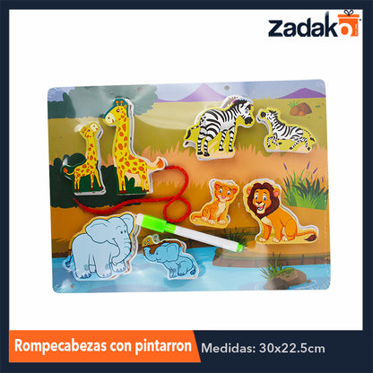 ZJ-1186 ROMPECABEZAS DIDACTICO CON PINTARRON DE 30x22.5 CM, CON 1 PZ O CAJA CON 60 PZS