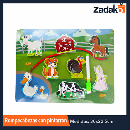 ZJ-1186 ROMPECABEZAS DIDACTICO CON PINTARRON DE 30x22.5 CM, CON 1 PZ O CAJA CON 60 PZS