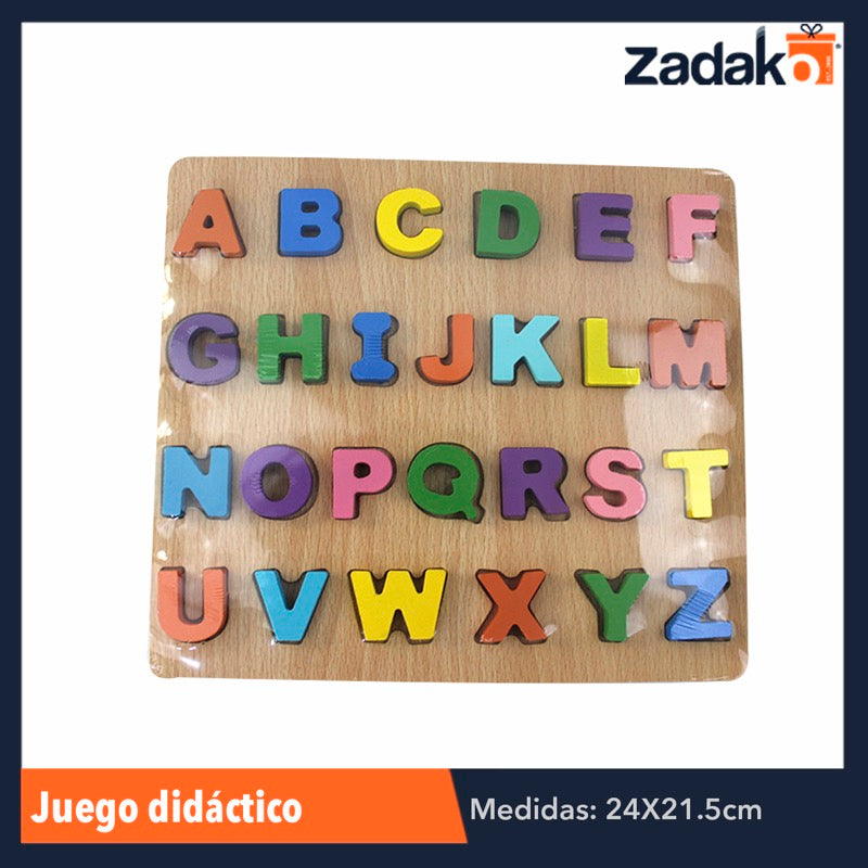 ZJ-0161 TABLERO DE ROMPECABEZAS DE APRENDIZAJE DE MADERA DE ALFABETO O NUMERICO DE 24X21.5 CM, CON 1 PZ O CAJA CON 90 PZS