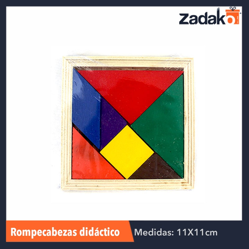 GPM-0383 ZJ-0162 JGO TANGRAM DIDÁCTICO DE MADERA CON 7 FICHAS DE COLORES DE 11.5X11.5 CM, CON 1 PZ O CAJA CON 720 PZS