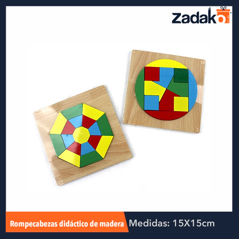 ZJ-0436 ROMPECABEZAS DIDACTICO DE MADERA COLORIDO DE APRENDIZAJE DE 15X15 CM, CON 1 PZ O CAJA CON 200 PZS