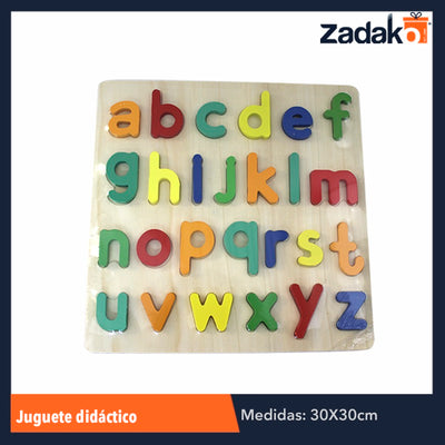 ZP-0675 TABLERO DE ROMPECABEZAS DE APRENDIZAJE DE MADERA DE ALFABETO (DE MAYUSCULAS O MINUSCULAS) O NUMERICO, CON 1 PZ O CAJA CON 80 PZS