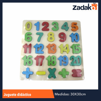 ZP-0675 TABLERO DE ROMPECABEZAS DE APRENDIZAJE DE MADERA DE ALFABETO (DE MAYUSCULAS O MINUSCULAS) O NUMERICO, CON 1 PZ O CAJA CON 80 PZS