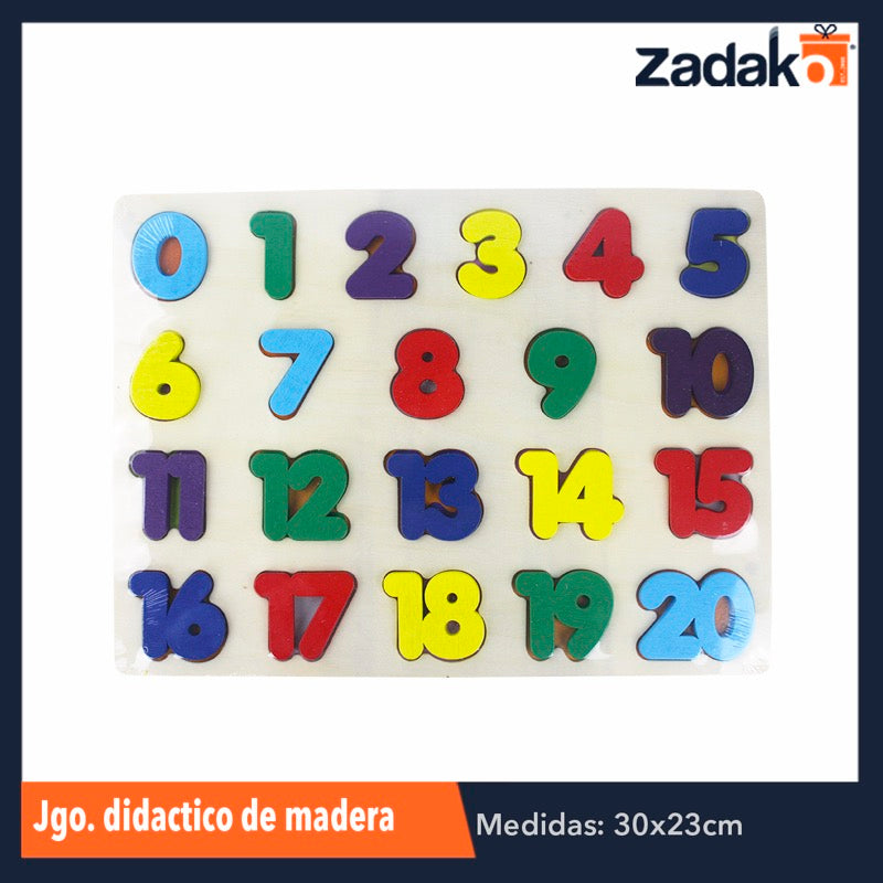 ZP-0676 TABLERO DE ROMPECABEZAS DE APRENDIZAJE DE MADERA DE ALFABETO (DE MAYUSCULAS O MINUSCULAS) O NUMERICO, CON 1 PZ O CAJA CON 90 PZS